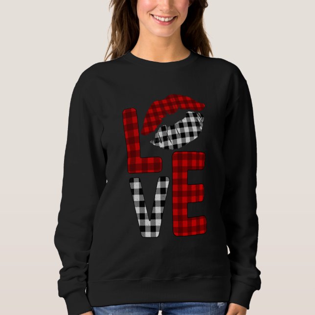 Moletom Valentine Love Lips Striped Plaid (Frente)