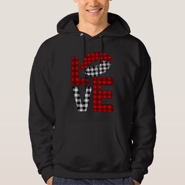 Moletom Valentine Love Lips Striped Plaid (Frente)