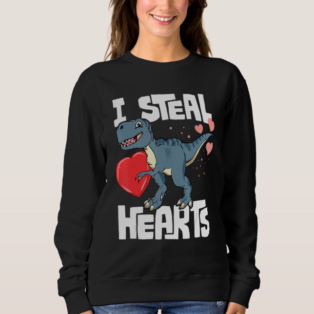Moletom Valentines Day Boys T Rex Dinosaur I Steal Hearts (Frente)