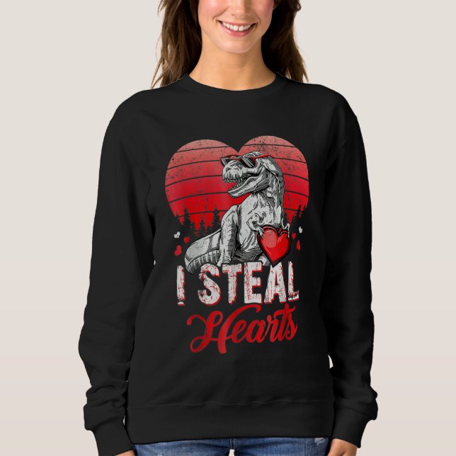 Moletom Valentines Day Dinosaur T rex Lover I Steal Hearts (Frente)