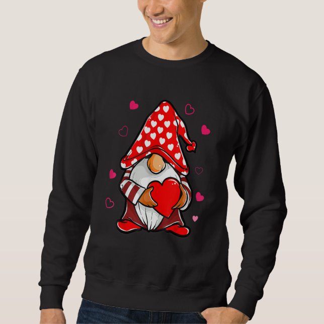 Moletom Valentines Day Gnome Love Holding Red Heart (Frente)