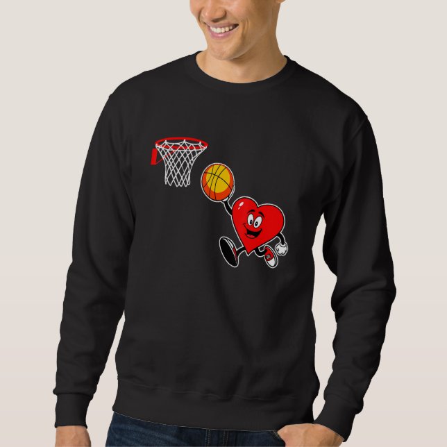 Moletom Valentine's Day Heart Basketball Player Players Fa (Frente)