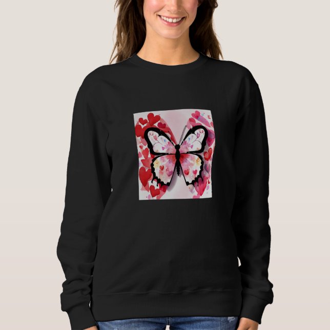 Moletom Valentine's Day Love Heart Butterfly Girlfriend Fi (Frente)