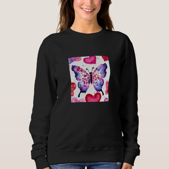 Moletom Valentine's Day Love Heart Butterfly Girlfriend Fi (Frente)