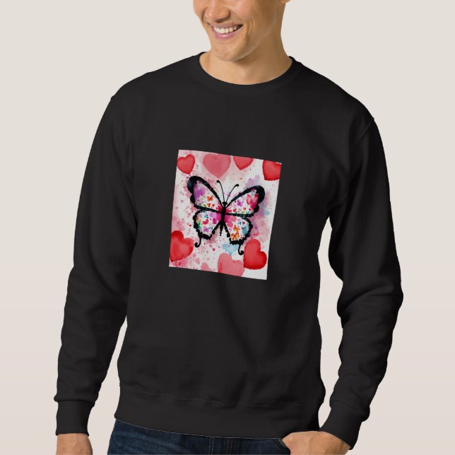 Moletom Valentine's Day Love Heart Butterfly Girlfriend Fi (Frente)