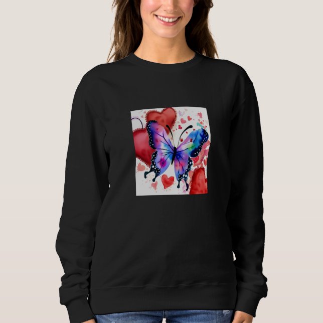 Moletom Valentine's Day Love Heart Butterfly Girlfriend Fi (Frente)