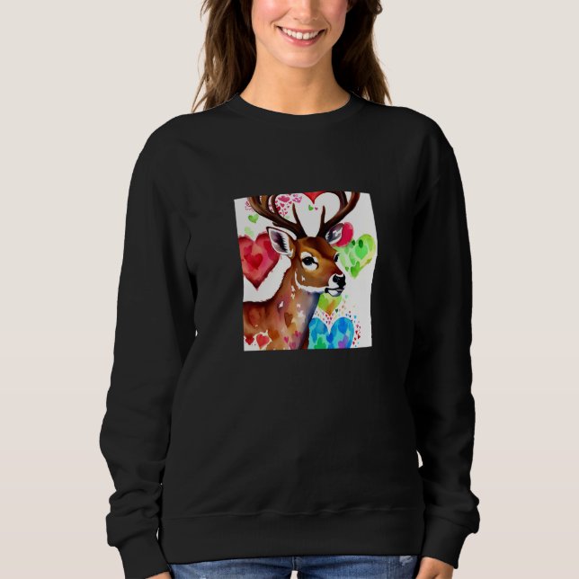Moletom Valentine's Day Love Heart Cute Deer Girlfriend Fi (Frente)