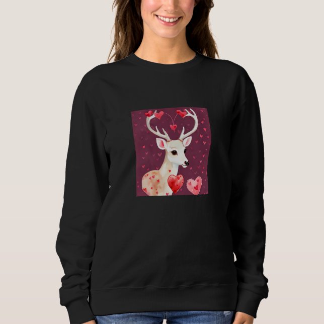 Moletom Valentine's Day Love Heart Cute Deer Girlfriend Fi (Frente)
