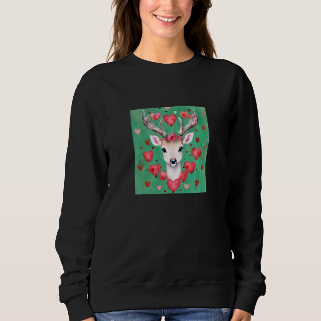 Moletom Valentine's Day Love Heart Cute Deer Girlfriend Fi (Frente)
