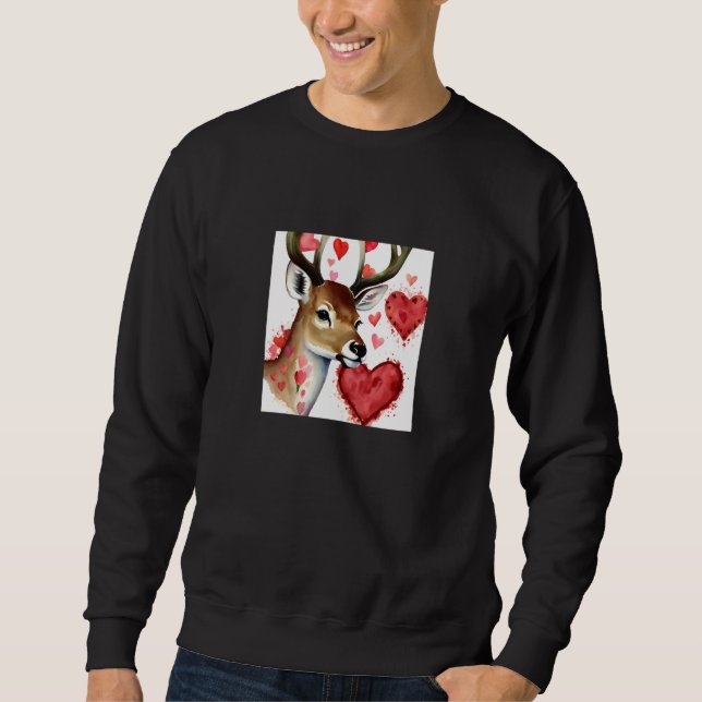 Moletom Valentine's Day Love Heart Cute Deer Girlfriend Fi (Frente)