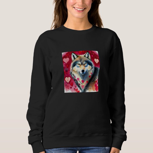Moletom Valentine's Day Love Heart Cute Wolf Girlfriend Fi (Frente)