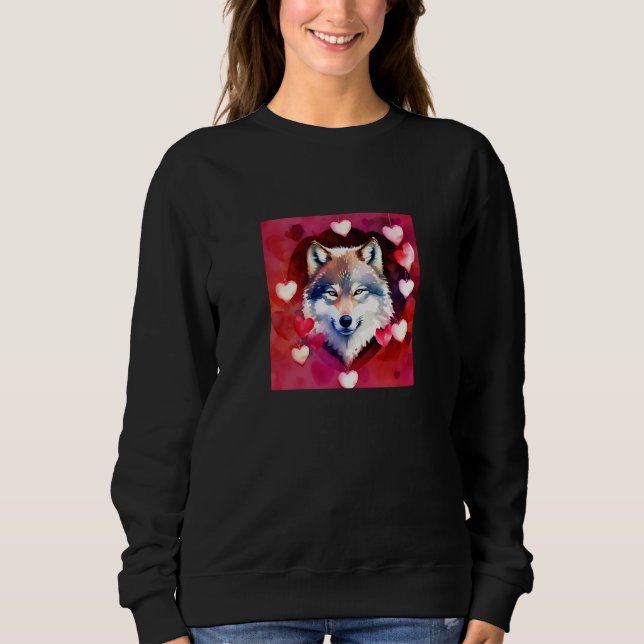 Moletom Valentine's Day Love Heart Cute Wolf Girlfriend Fi (Frente)