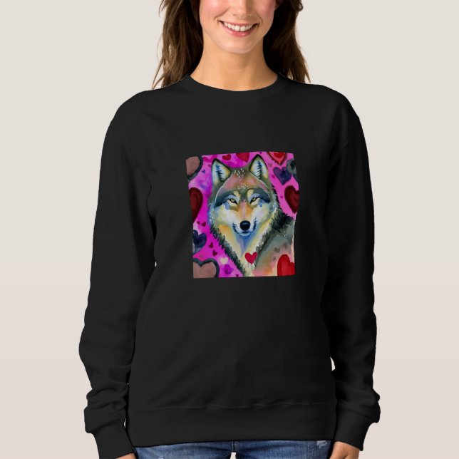 Moletom Valentine's Day Love Heart Cute Wolf Girlfriend Fi (Frente)