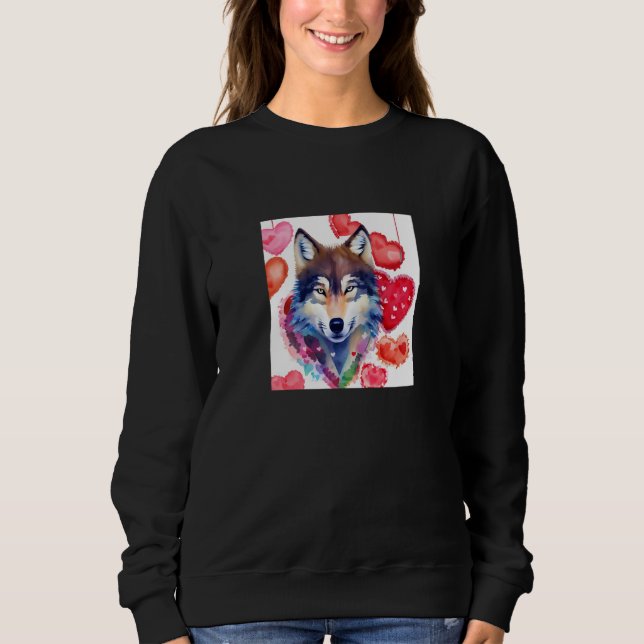 Moletom Valentine's Day Love Heart Cute Wolf Girlfriend Fi (Frente)