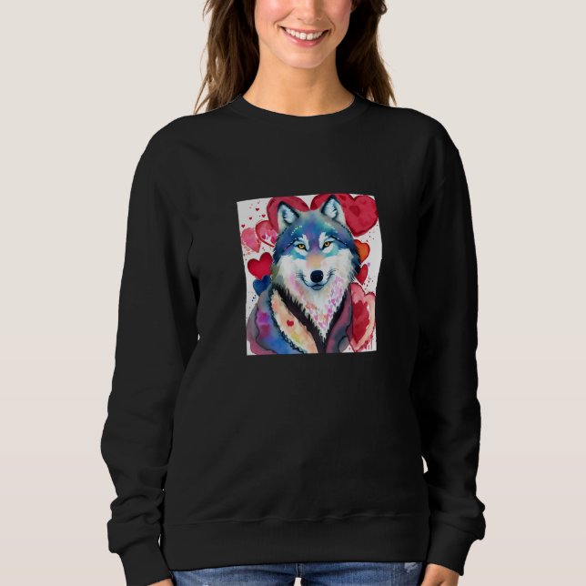 Moletom Valentine's Day Love Heart Cute Wolf Girlfriend Fi (Frente)