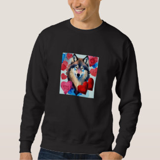 Moletom Valentine's Day Love Heart Cute Wolf Girlfriend Fi