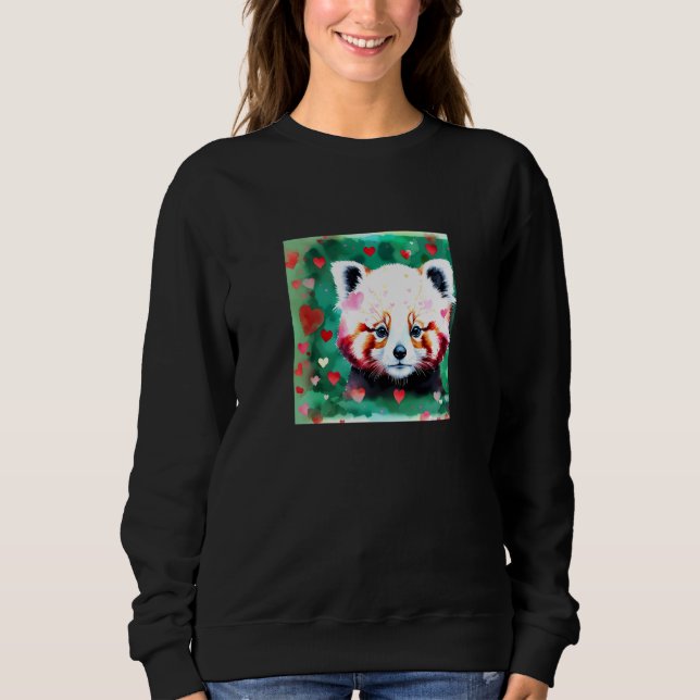 Moletom Valentine's Day Love Heart Red Panda Girlfriend Fi (Frente)