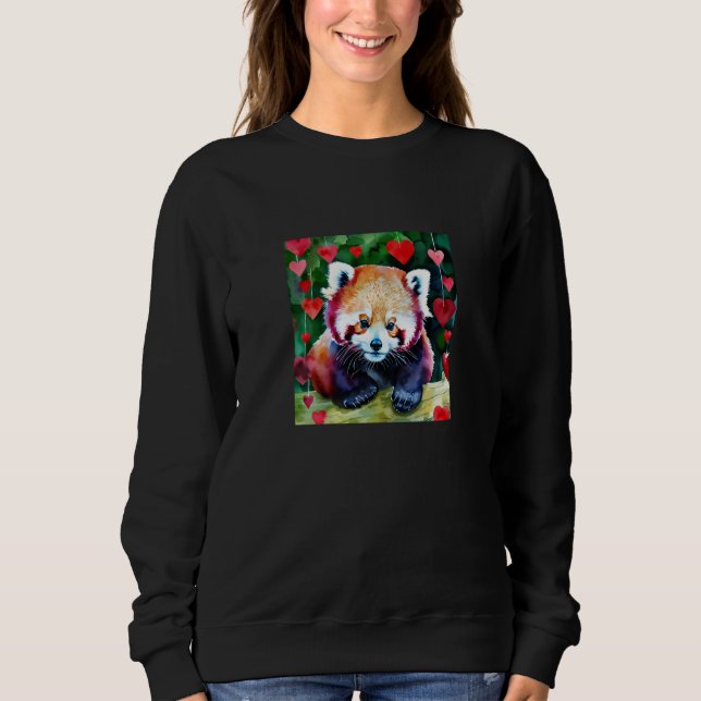 Moletom Valentine's Day Love Heart Red Panda Girlfriend Fi (Frente)