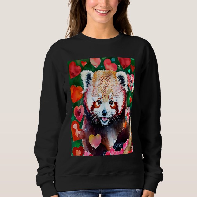 Moletom Valentine's Day Love Heart Red Panda Girlfriend Fi (Frente)