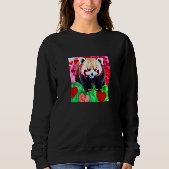 Moletom Valentine's Day Love Heart Red Panda Girlfriend Fi (Frente)