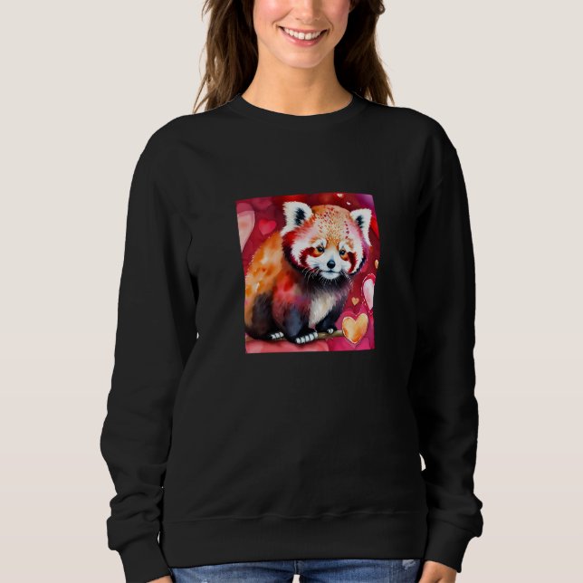 Moletom Valentine's Day Love Heart Red Panda Girlfriend Fi (Frente)