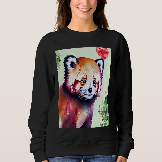 Moletom Valentine's Day Love Heart Red Panda Girlfriend Fi (Frente)