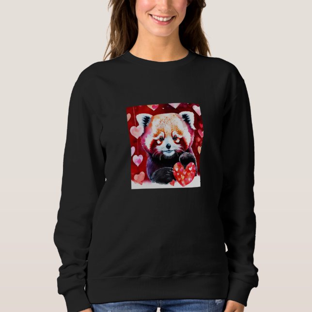 Moletom Valentine's Day Love Heart Red Panda Girlfriend Fi (Frente)