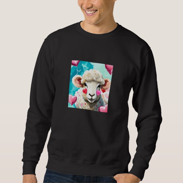 Moletom Valentine's Day Love Heart Sheep Girlfriend Fiancé (Frente)