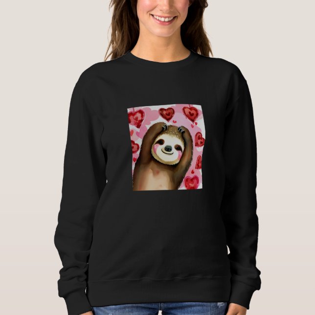 Moletom Valentine's Day Love Heart Sloth Girlfriend Fiancé (Frente)
