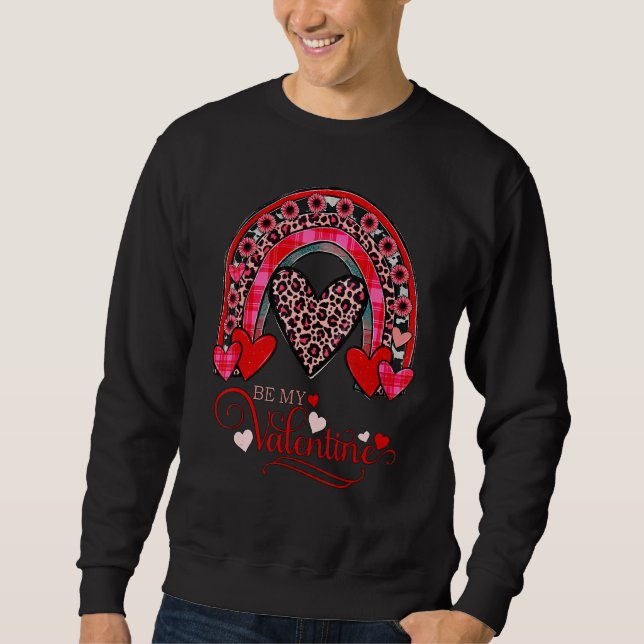 Moletom Valentines Day Rainbow Lip Heart Leopard Girls Wom (Frente)