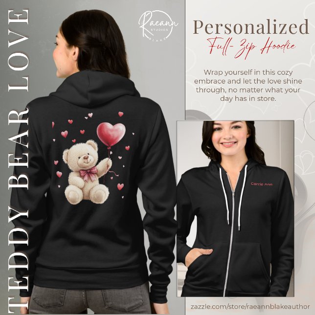 Moletom Valentine's Day Teddy Bear Love Full-zip Hoodie (Criador carregado)