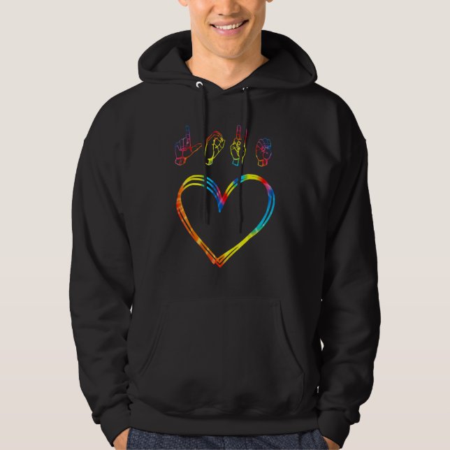 Moletom Valentines Day Tie Dye  I Love You Heart Hand Sign (Frente)