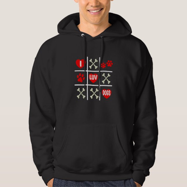 Moletom Valentine's Dog Dad Mom Tic Tac Toe I Luv Dogs (Frente)