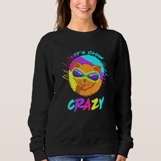 Moletom Vamos Crazy Colorful Retro 80s Party Cat Rave (Frente)