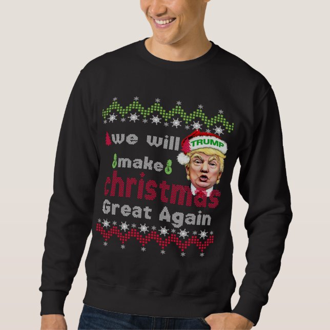 Moletom Vamos Fazer Excelente De Natal Novamente Trump (Frente)