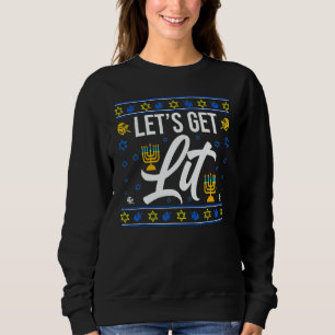 Moletom Vamos Ficar Lit Natal Hanukkah Menorá Judaica