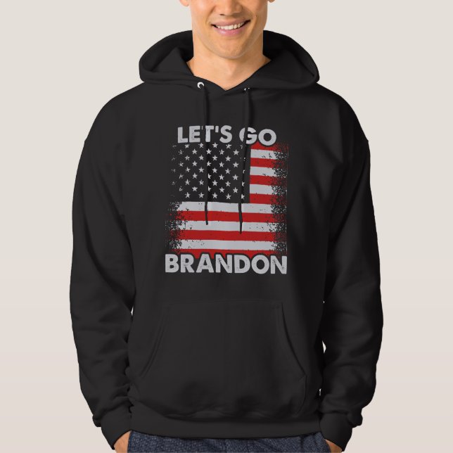 Moletom Vamos Go Brandon com bandeira americana Black Hood (Frente)