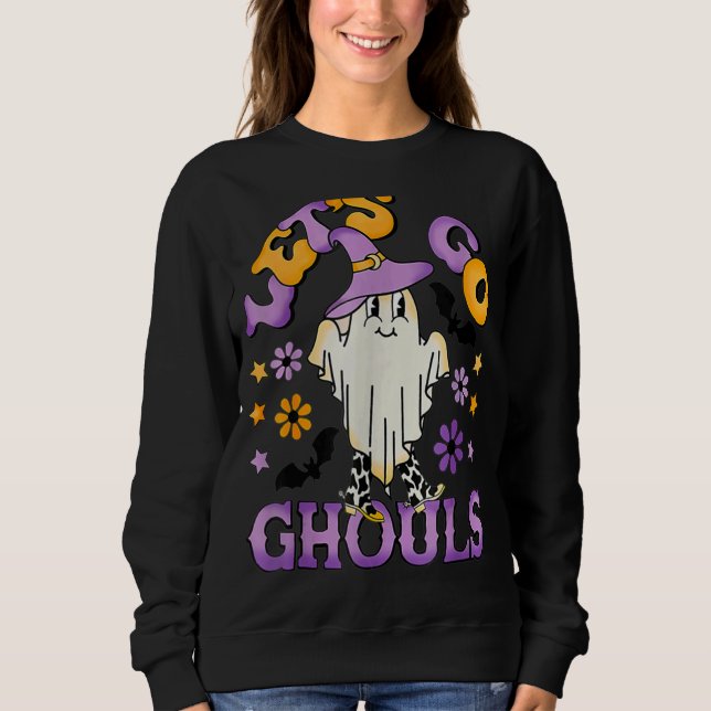 Moletom Vamos Go Ghouls Groovy Halloween (Frente)