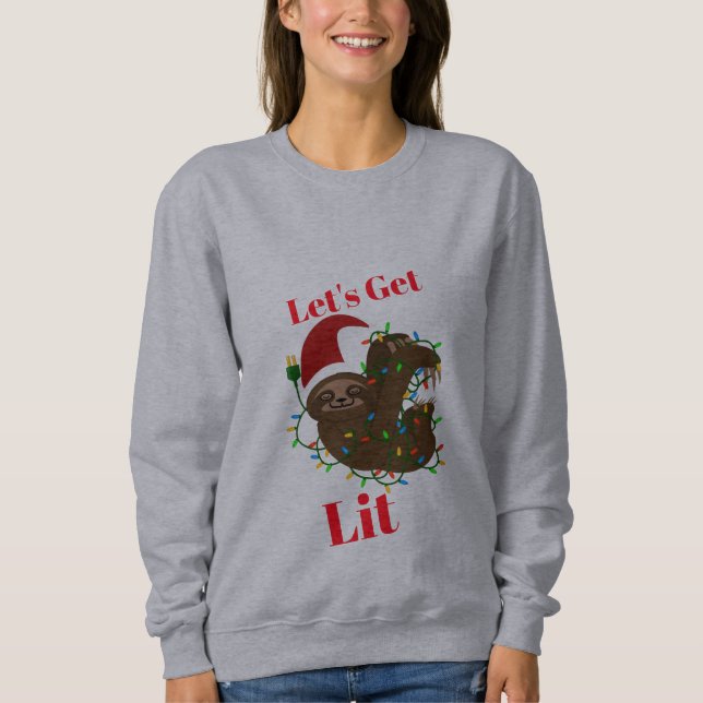 Moletom Vamos Lit Christmas Sloth Sweatshirt (Frente)