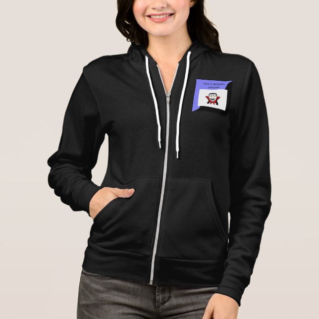 Moletom Vamtastic Halloween Cheio preto feminino Zip Hoodi (Frente)