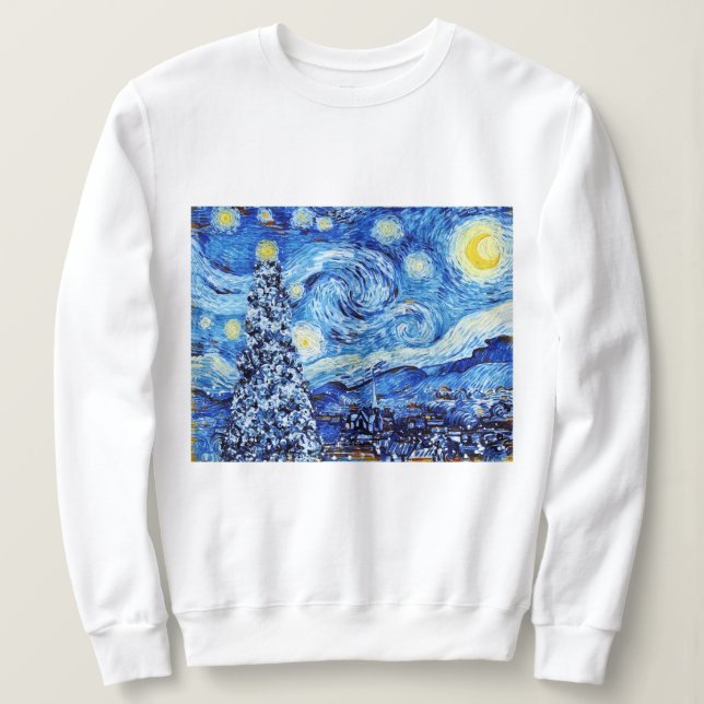 Moletom Van Gogh Starry Night - Árvore Branca de Natal (Frente do Design)