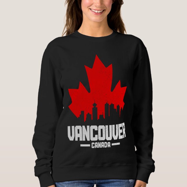 Moletom Vancouver BC Canadá Folha de Bordo Bandeira Canade (Frente)