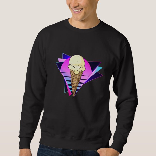 Moletom Vanilla Ice Cream Cone Retro 80s Ice Cream Shop Em (Frente)
