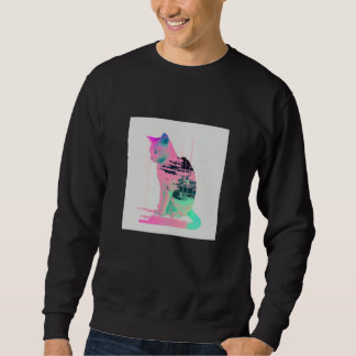 Moletom Vaperwave Aesthetic Glitch Cat Retrowave Synthwave