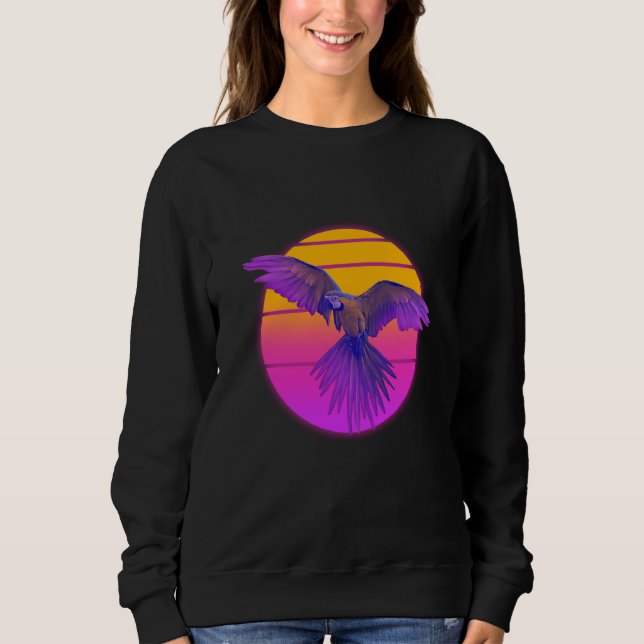 Moletom Vaporwave Macaw Parrot Tropical Bird Birdwatching (Frente)