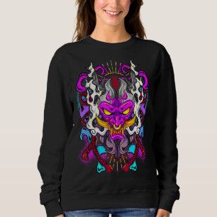 Moletom Vaporwave Oni Japonês Demon Face Devil Oni H