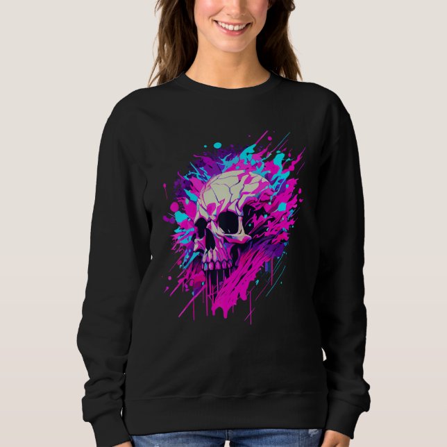 Moletom Vaporwave Skull Urban Aesthetic Pastel Goth Street (Frente)