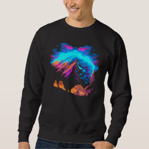 Moletom Vaporwave Synthwave Bison Búfalo Americano 80s Eig
