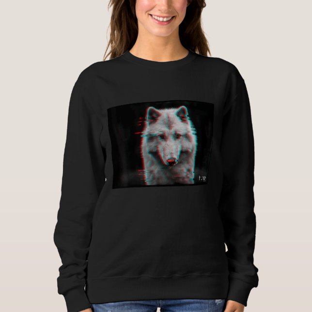 Moletom Vaporwave White Wolf Animal Snow Wolf Fome (Frente)