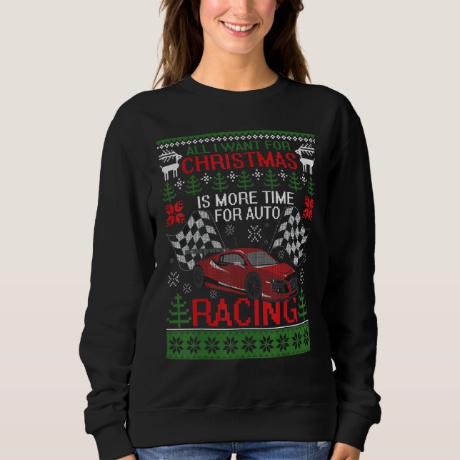 Moletom Vassoura de Natal Auto Racing Funny Ugly Xmas (Frente)